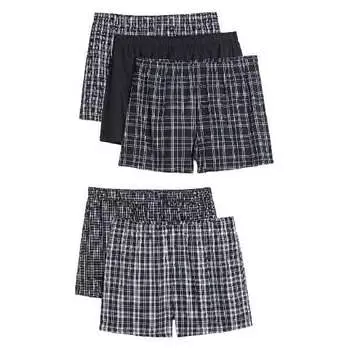 Комплект трусов-боксеров H&amp;M Woven Cotton Boxer, 5 предметов, черный/белый