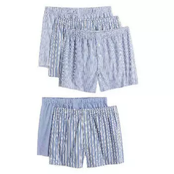 Комплект трусов-боксеров H&amp;M Woven Cotton Boxer, 5 предметов, синий