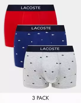 Комплект трусов-боксеров Lacoste из 3 различных цветов с графическим принтом