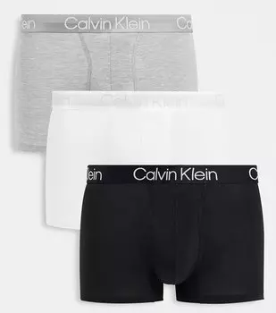 Комплект трусов Calvin Klein Modern Structure, черный/белый/серый, 3 шт (Размер XL)