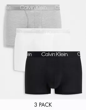 Комплект трусов Calvin Klein Modern Structure, черный/белый/серый, 3 шт (Размер XL)