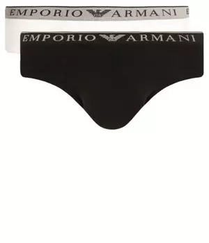 Комплект трусов Emporio Armani с логотипом, белый / черный