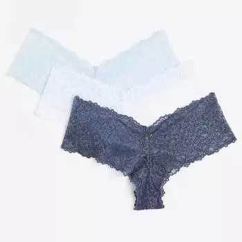 Комплект трусов H&amp;M Brazilian, 3 предмета, голубой/белый/темно-синий