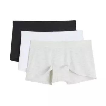 Комплект трусов H&M Cotton, 3 предмета, серый/белый/чёрный