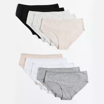 Комплект трусов H&amp;M Hipster, 10 предметов, чёрный/серый меланж