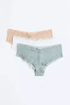 Комплект трусов H&amp;M Hipster, 3 предмета, светло-бежевый/белый