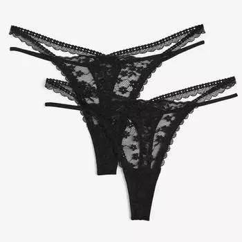 Комплект трусов H&amp;M Lace Thong, 2 предмета, черный