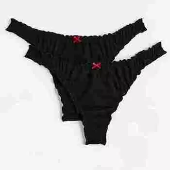 Комплект трусов H&amp;M Thong Overlocked Edges, 2 предмета, черный
