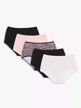 Комплект трусов John Lewis с простыми принтами и полным набором из 5 одноцветных трусов с изображением животных