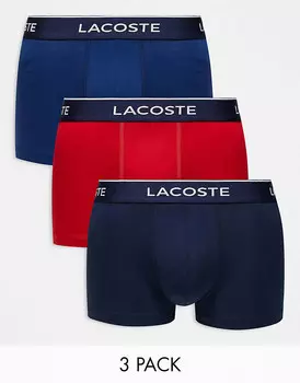 Комплект трусов Lacoste из трех темно-синих и красных цветов