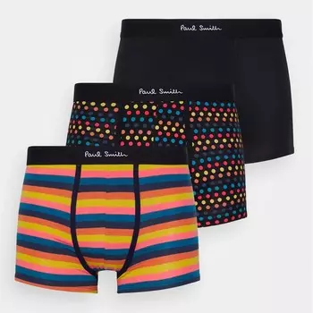 Комплект трусов-шорт Paul Smith Men Trunk, 3 предмета, черный/разноцветный