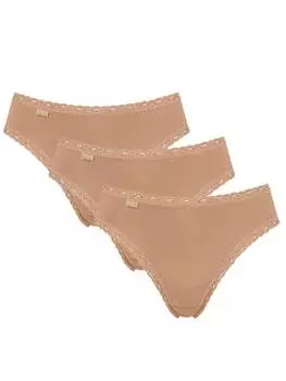 Комплект трусов Тай из 24/7 хлопка и кружева, 3 шт. Sloggi, бежевый