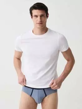 Комплект трусов-тройок из эластичного органического хлопка Ovs, цвет white/blue