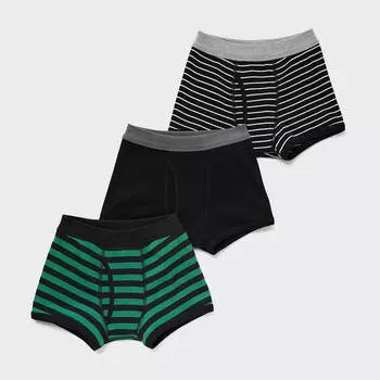 Комплект трусов Uniqlo Boxers, 3 пары, черный/серый/хаки