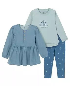 Комплект туники и леггинсов для маленьких девочек, 3 предмета Gerber, розовый