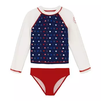 Комплект юбки Nautica для девочек Heart Rash Guard (7–16), цвет Tin Grey