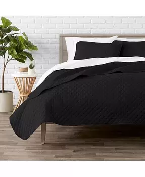 Комплект ультрамягких покрывал с ромбовидной прошивкой, полный/королевский Bare Home, черный