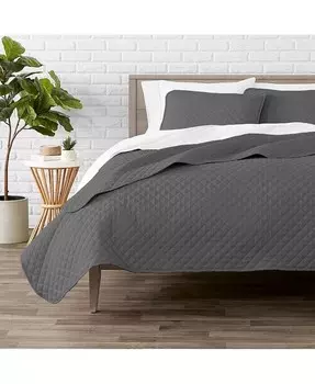 Комплект ультрамягких покрывал с ромбовидной прошивкой, полный/королевский Bare Home, серый