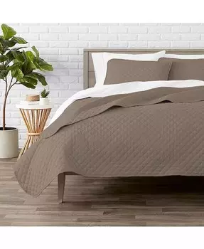 Комплект ультрамягких покрывал с ромбовидной прошивкой, полный/королевский Bare Home, бежевый