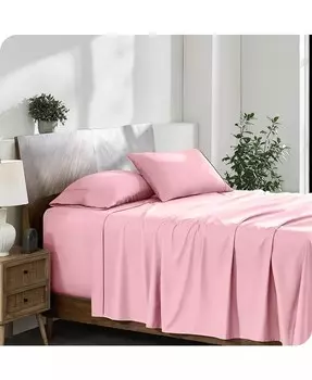 Комплект ультрамягких простыней с двойной шлифовкой 22 дюйма Bare Home, розовый