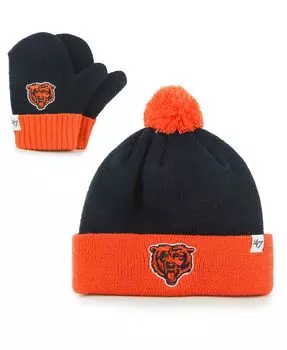 Комплект унисекс темно-синего и оранжевого цвета Chicago Bears Bam Bam с манжетами, помпоном и варежками '47 Brand