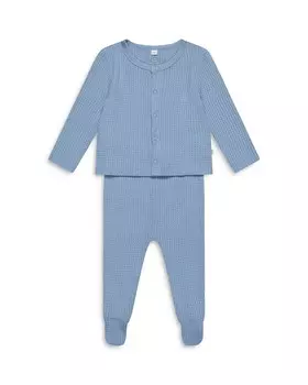 Комплект унисекс вафельного кардигана и леггинсов MORI — для малышей, синий