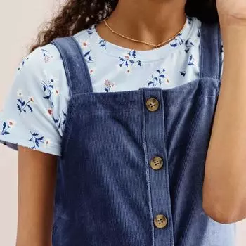 Комплект уютного вельветового платья и футболки SO для девочек 6–20 лет стандартного и большого размера SO