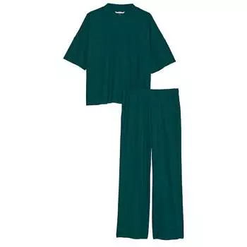 Комплект Victoria's Secret Glow Waffle Tee & Pants, темно-зеленый