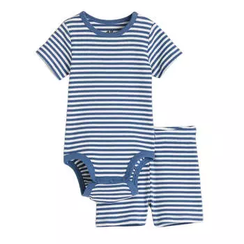 Комплект в рубчик H&M Cotton, 2 предмета, синий/белый