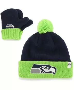 Комплект вязаной шапки и варежек с манжетами для младенцев Seattle Seahawks Bam Bam '47 Brand, синий