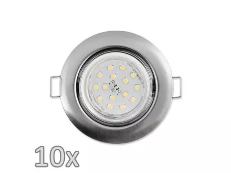 Комплект встраиваемых светильников McShine, 10 рамок, 10 светодиодных прожекторов, матовая нержавеющая сталь ETT, серебро