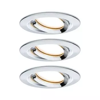 Комплект встраиваемых светильников Paulmann Nova Plus Coin с регулируемой яркостью IP65, круглый поворотный светодиод 3x6,8 Вт 633 люмен 2700K хром/алюминий15733, серебро