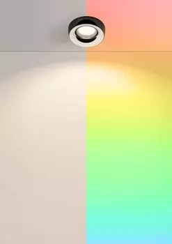 Комплект встраиваемых светодиодных прожекторов RGB GU10 антрацитового цвета со светодиодом 3 Вт от LEDANDO - 11 цветов + теплый белый - вкл. пульт дистанционного управления - с регулируемой яркостью - круглый., черный