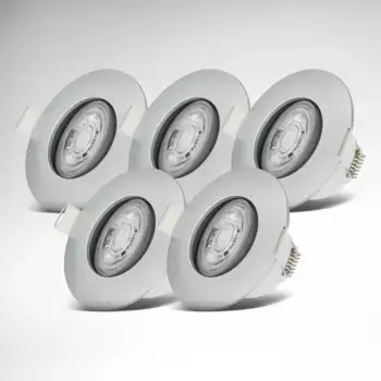 Комплект встраиваемых светодиодных светильников B.K.Licht, 5 шт., класс защиты IP65, цвет chrom-matt