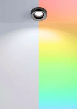 Комплект встраиваемых точечных светильников RGB LED GU10 антрацитового цвета со светодиодом 3 Вт от LEDANDO - 11 цветов + холодный белый - вкл. пульт дистанционного управления - с регулируемой яркостью - круглый.