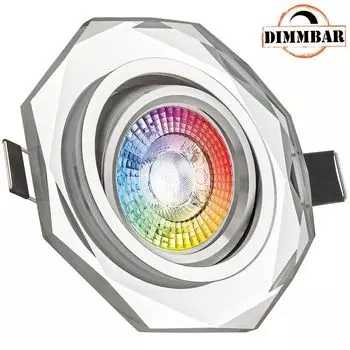 Комплект встраиваемых точечных светильников RGB со светодиодами белого цвета со светодиодами мощностью 3 Вт от LEDANDO - 11 цветов + теплый белый - вкл. пульт дистанционного управления - с регулируемой яркостью - квадратный, черный