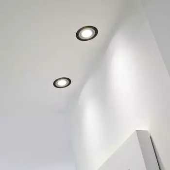 Комплект встраиваемых точечных светильников со светодиодами RGB, очень плоский, двухцветный - двухцветный со светодиодом 3 Вт от LEDANDO - 11 цветов + холодный белый - вкл. пульт дистанционного управления - с регулируемой яркостью - круглый., черный