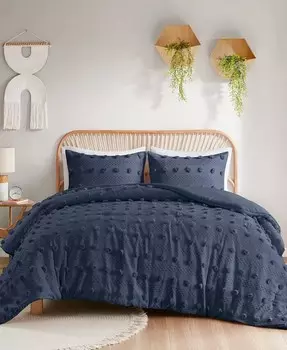 Комплект жаккардовых одеял Lucy Clip из трех предметов, полный размер/размер размера «queen-size» Intelligent Design, синий