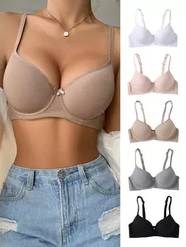 Комплект женских бюстгальтеров Underwear&Sleepwear Basics, 5 предметов Shein, мультиколор