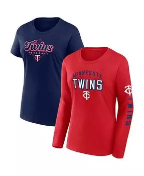 Комплект женских фирменных красных и темно-синих футболок Minnesota Twins Fanatics, мультиколор