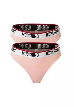 Комплект женских стрингов, 2 шт.: трусы, трусы, хлопок стрейч, однотонный MOSCHINO, розовый