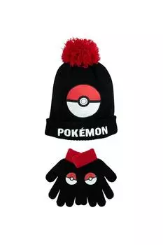 Комплект зимней шапки и перчаток Pokemon, черный