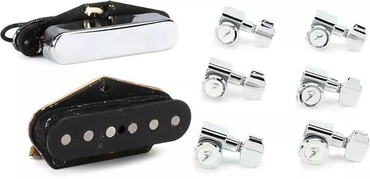 Комплект звукоснимателей Fender Original Vintage Telecaster из 2 предметов с замком Fender Stratocaster/Telecaster Tuning Machines Set - Chrome 0990818100=1 0992119000=1
