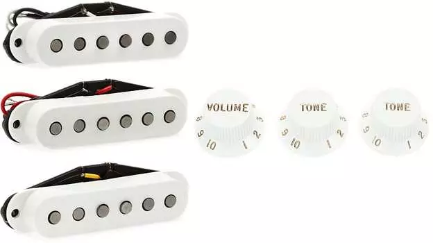 Комплект звукоснимателей Fender Tex-Mex Stratocaster из 3 предметов со сменными ручками Fender Stratocaster — белый 0992035000=1 0992131000=1