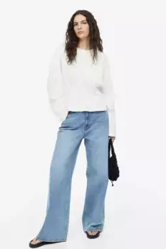 Комплектная блузка с эластичной талией H&M, белый