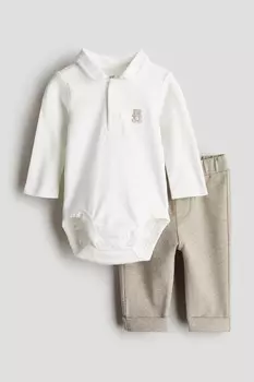 Комплекты-Двойки с боди и брюками H&M, белый