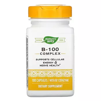Комплекс B-100 с коферментом B2 Nature's Way, 100 капсул