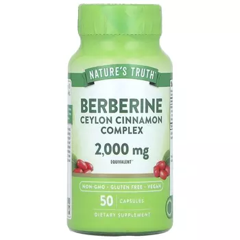 Комплекс берберина Nature's Truth 2000 мг с цейлонской корицей, 50 капсул