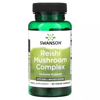 Комплекс грибов рейши Swanson со спорами, 60 растительных капсул