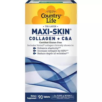 Комплекс коллагена с витаминами С и А Country Life Maxi-Skin, 90 таблеток